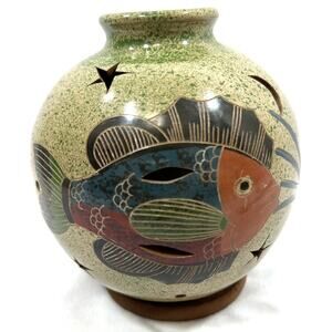 Gorgeous Hand Crafted Fairy Light Candle Shade Fish Sea Turtle Stars 6”T 5”W